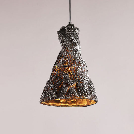 Yellow/Red Hanging Pendant Light For Restaurants - 1 Warehouse Resin Conic Ceiling Fixture