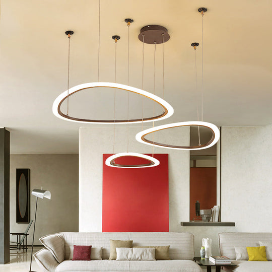 Sleek Acrylic Tiered Ceiling Chandelier - 3/4 Heads - Elegant Brown Pendant Light Fixture in White/Warm/Natural Light