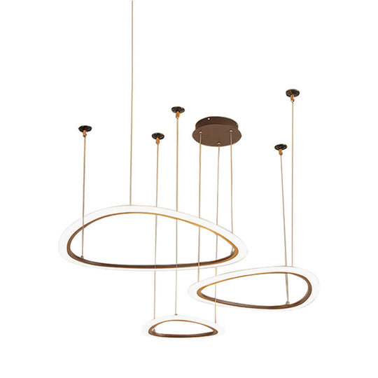 Sleek Acrylic Tiered Ceiling Chandelier - 3/4 Heads - Elegant Brown Pendant Light Fixture in White/Warm/Natural Light