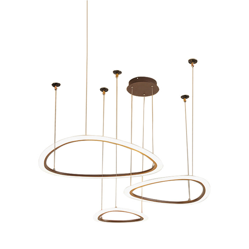 Sleek Acrylic Tiered Ceiling Chandelier With 3/4 Brown Pendant Heads In A Choice Of White Warm Or