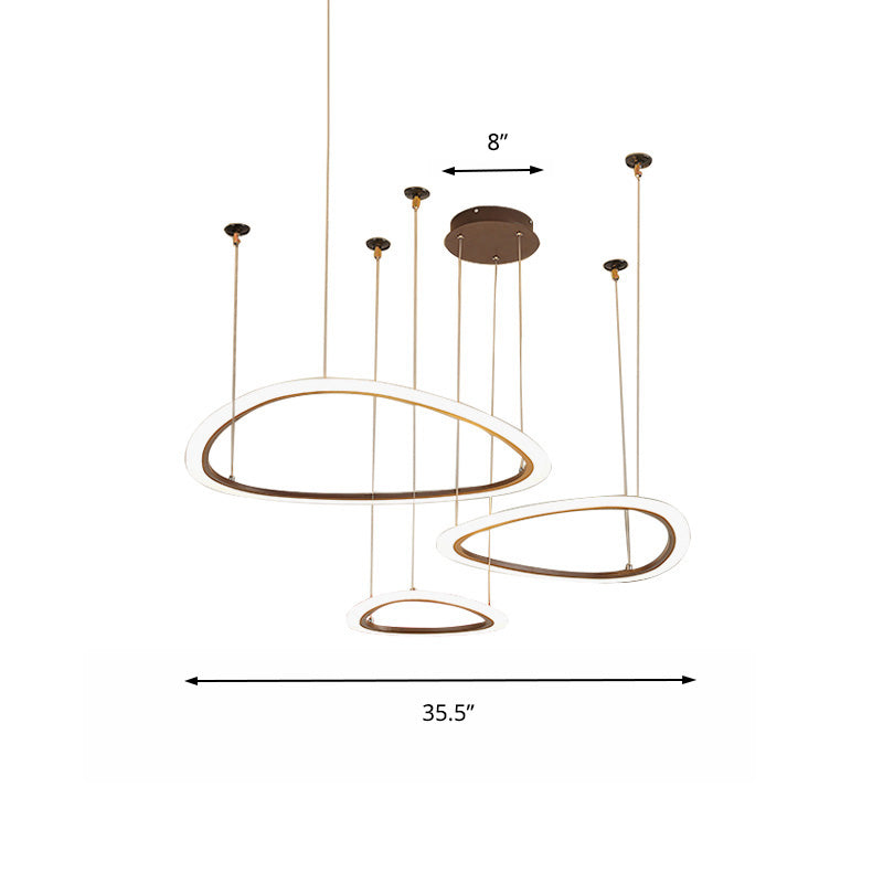 Sleek Acrylic Tiered Ceiling Chandelier - 3/4 Heads - Elegant Brown Pendant Light Fixture in White/Warm/Natural Light