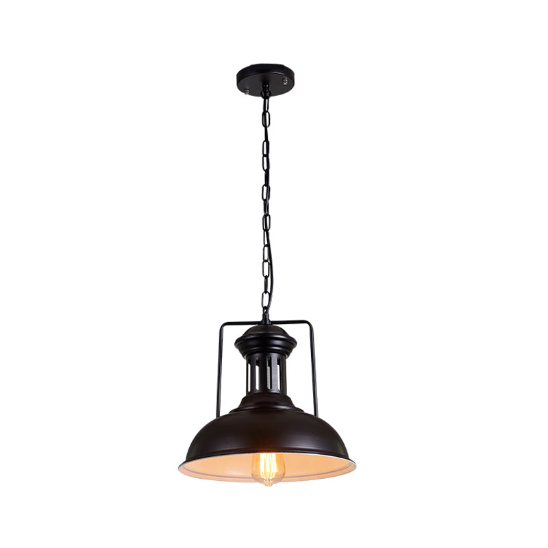Iron Black Industrial Style Pendant Light with Bowl Shade for Dining Room - 12.5"/16.5" Wide