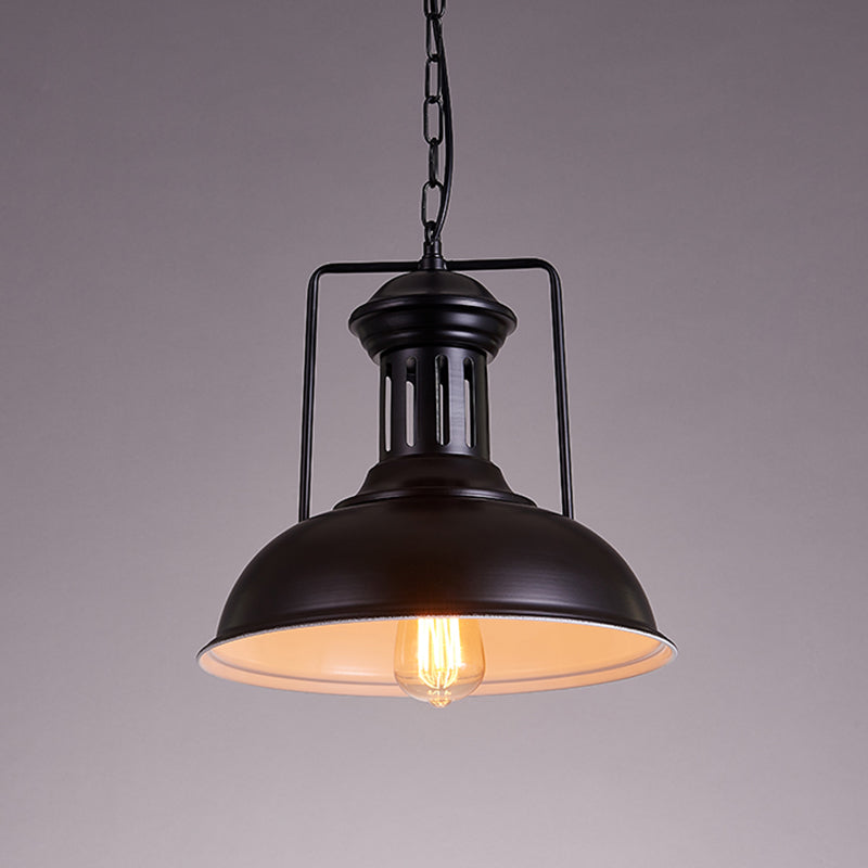 Iron Black Industrial Style Pendant Light with Bowl Shade for Dining Room - 12.5"/16.5" Wide