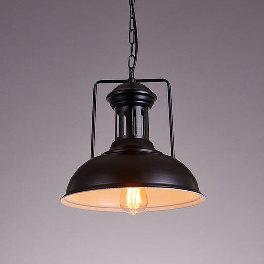Iron Black Industrial Style Pendant Light with Bowl Shade for Dining Room - 12.5"/16.5" Wide