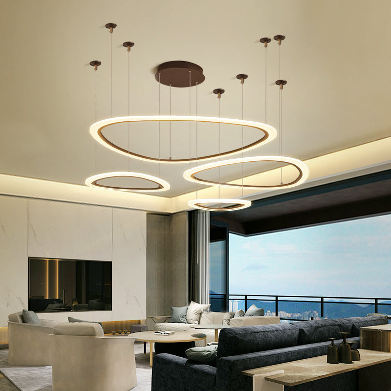 Sleek Acrylic Tiered Ceiling Chandelier - 3/4 Heads - Elegant Brown Pendant Light Fixture in White/Warm/Natural Light