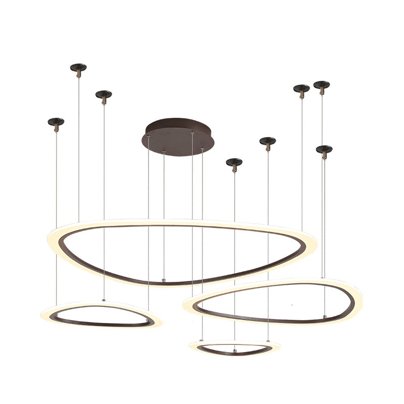 Sleek Acrylic Tiered Ceiling Chandelier - 3/4 Heads - Elegant Brown Pendant Light Fixture in White/Warm/Natural Light