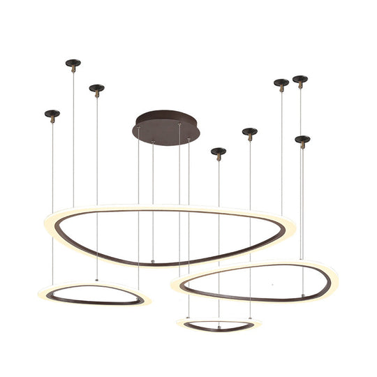 Sleek Acrylic Tiered Ceiling Chandelier - 3/4 Heads - Elegant Brown Pendant Light Fixture in White/Warm/Natural Light