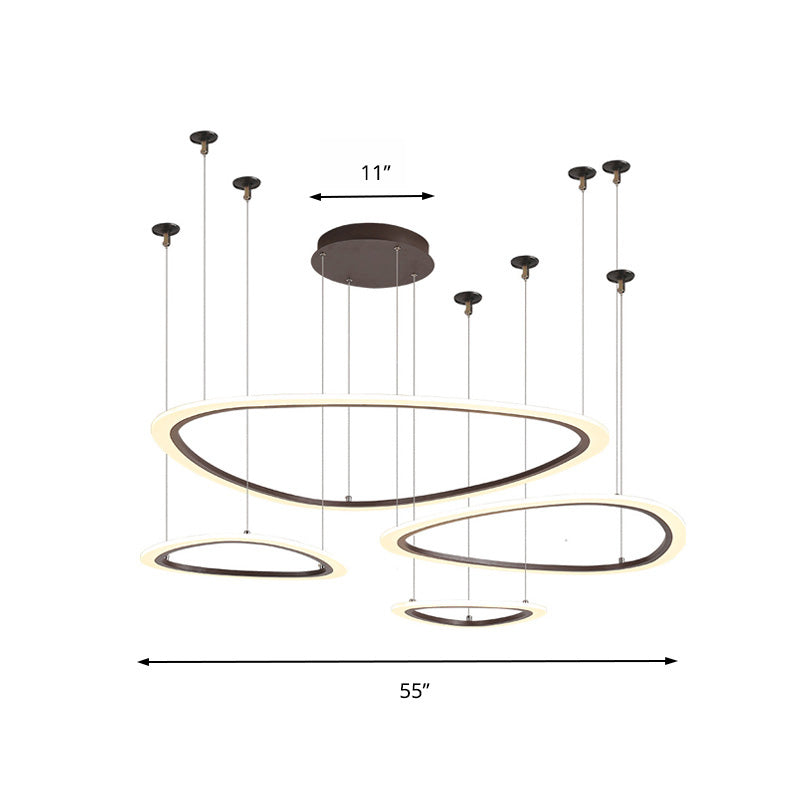 Sleek Acrylic Tiered Ceiling Chandelier With 3/4 Brown Pendant Heads In A Choice Of White Warm Or