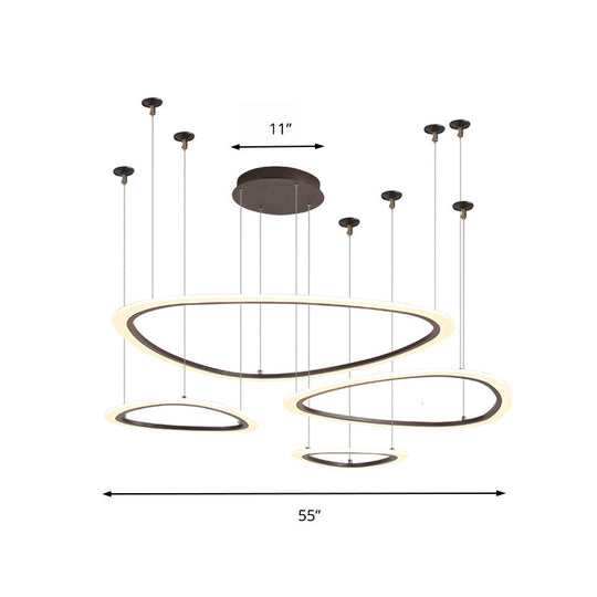Sleek Acrylic Tiered Ceiling Chandelier With 3/4 Brown Pendant Heads In A Choice Of White Warm Or