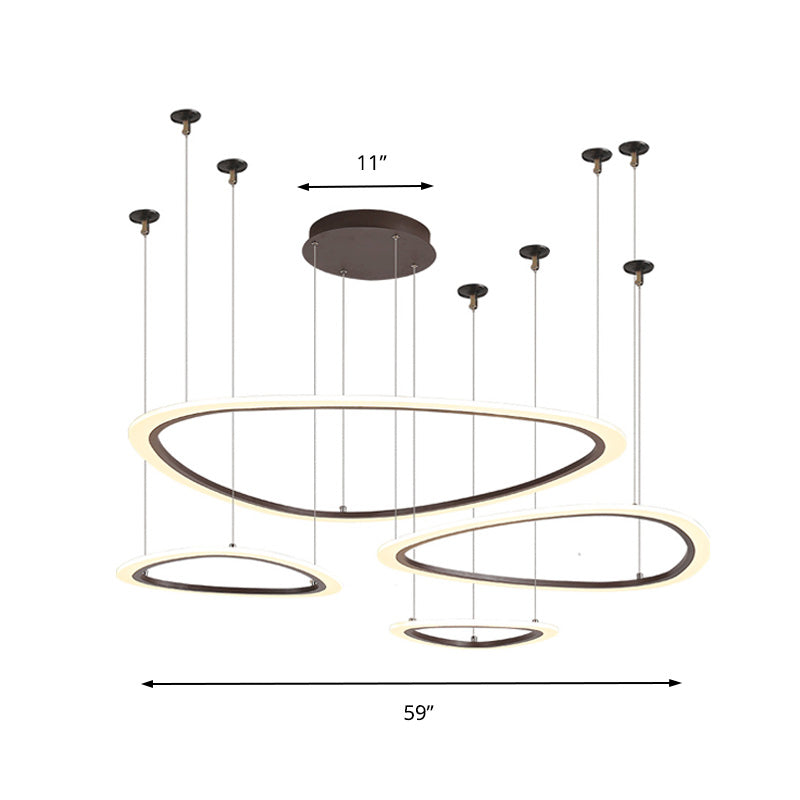 Sleek Acrylic Tiered Ceiling Chandelier - 3/4 Heads - Elegant Brown Pendant Light Fixture in White/Warm/Natural Light