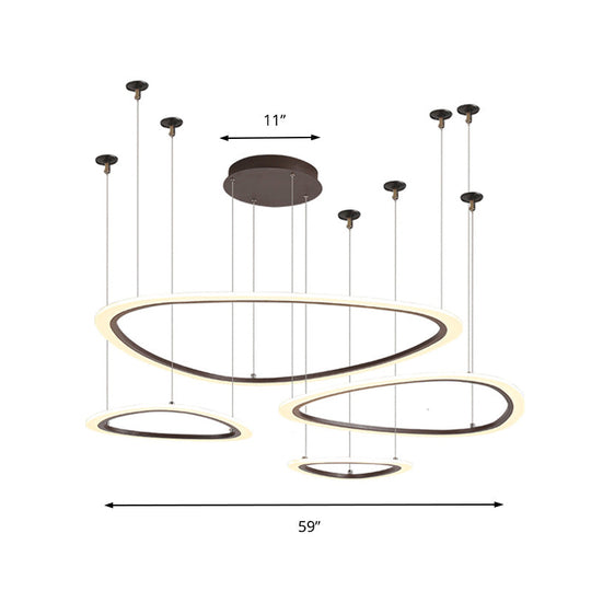 Sleek Acrylic Tiered Ceiling Chandelier With 3/4 Brown Pendant Heads In A Choice Of White Warm Or