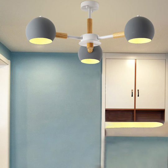 Modern Grey/White Ball Pendant Chandelier - Metal 3/6/8 Heads - Hanging Ceiling Light for Living Room