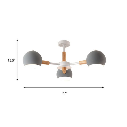 Modern Grey/White Ball Pendant Chandelier - Metal 3/6/8 Heads - Hanging Ceiling Light for Living Room
