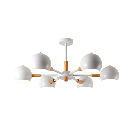 Modern Grey/White Ball Pendant Chandelier - Metal 3/6/8 Heads - Hanging Ceiling Light for Living Room