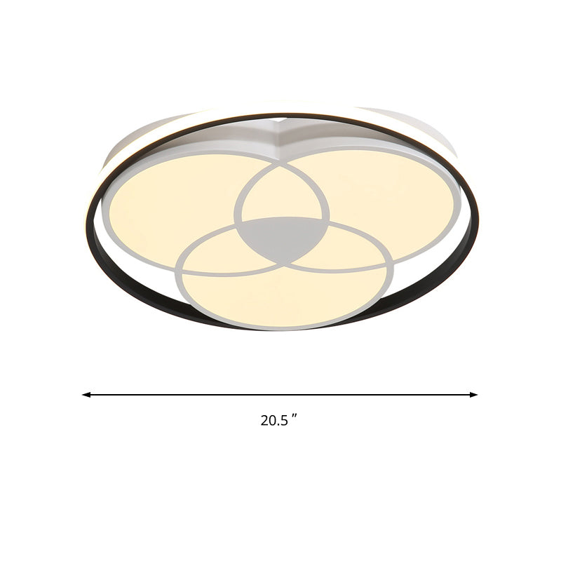 Round Black & White LED Ceiling Light with Warm/White Acrylic Fixture