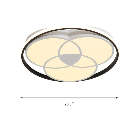 Round Black & White LED Ceiling Light with Warm/White Acrylic Fixture