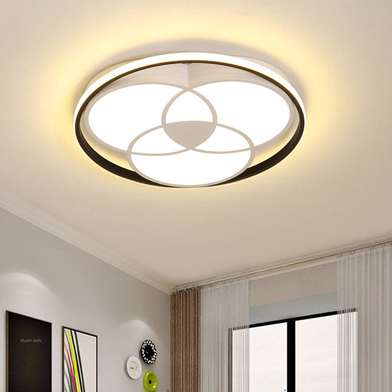 Round Black & White LED Ceiling Light with Warm/White Acrylic Fixture