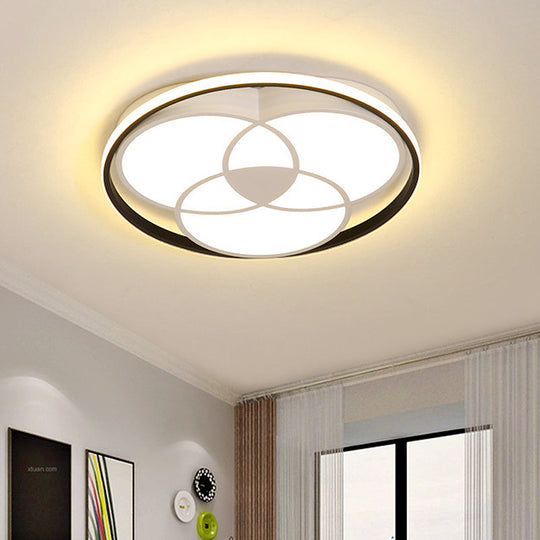 Round Black & White LED Ceiling Light with Warm/White Acrylic Fixture