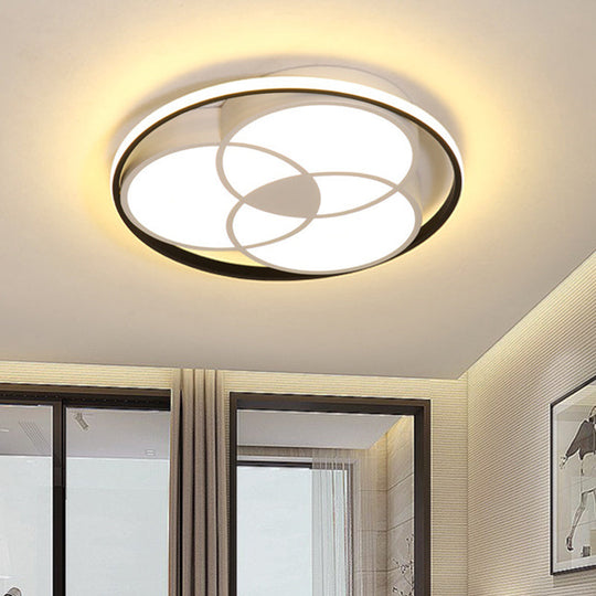 Round Black & White LED Ceiling Light with Warm/White Acrylic Fixture