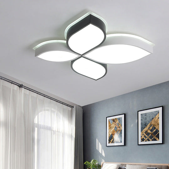 Minimalist Acrylic Shaded Led Flush Mount Ceiling Light 18/23.5 Wide Black And White Leaf Design