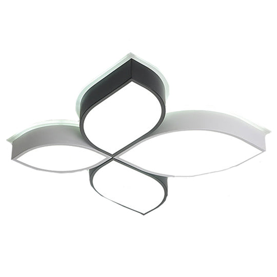 Minimalist Acrylic Shaded Led Flush Mount Ceiling Light 18/23.5 Wide Black And White Leaf Design