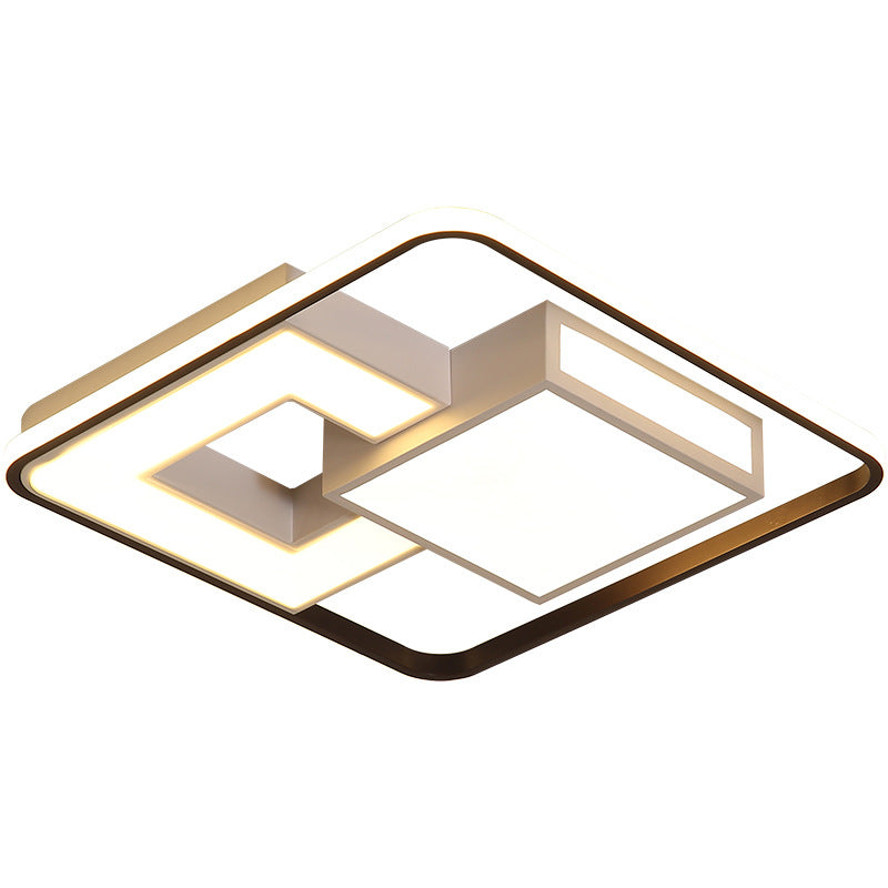 Contemporary Black and White LED Flush Mount Lamp in Warm/White Light - Metallic Block Design for Bedroom