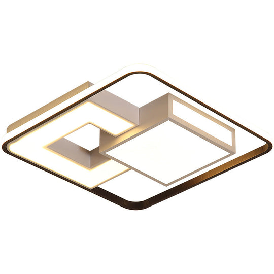 Contemporary Black and White LED Flush Mount Lamp in Warm/White Light - Metallic Block Design for Bedroom