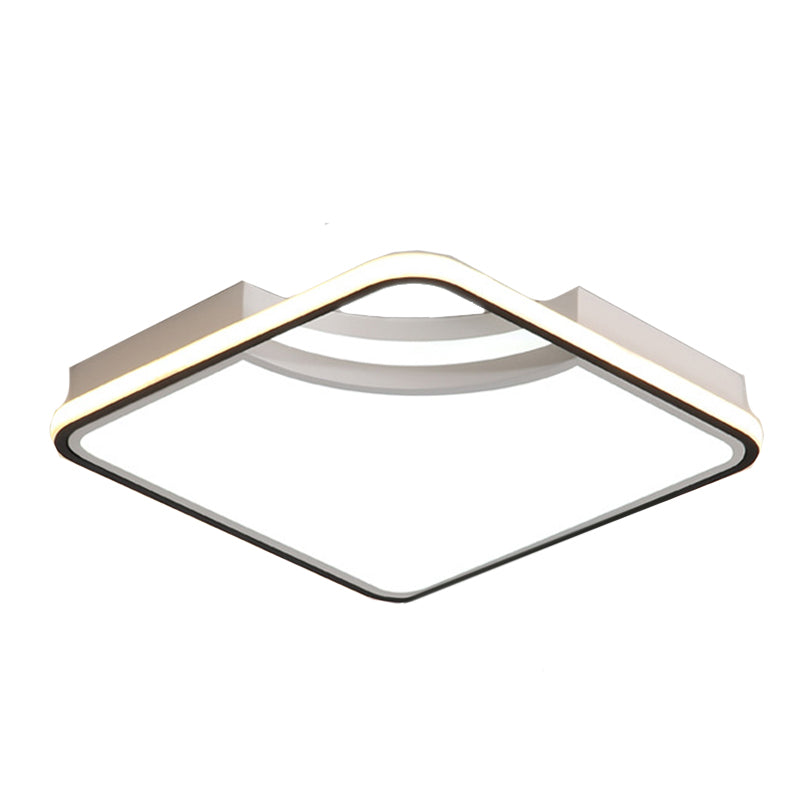 Rhombus Acrylic Flush Ceiling Lamp - 16.5"/20.5" Wide Minimalist Bedroom Light - White