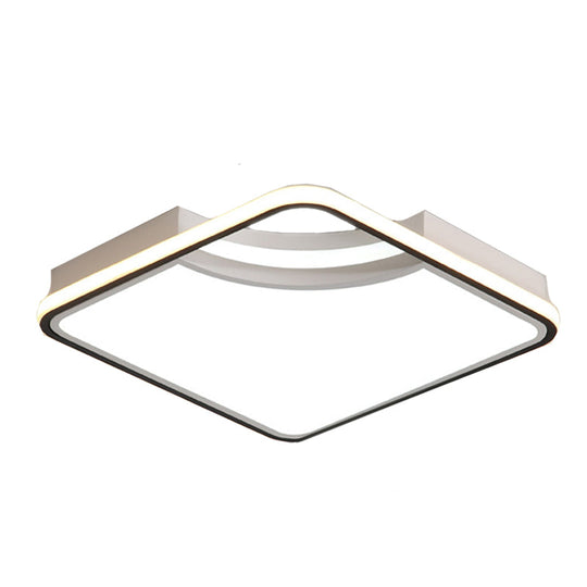 Rhombus Acrylic Flush Ceiling Lamp - 16.5"/20.5" Wide Minimalist Bedroom Light - White