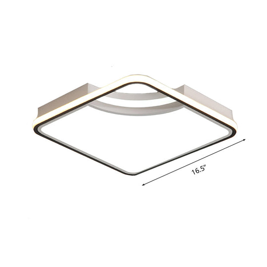 Rhombus Acrylic Flush Ceiling Lamp - 16.5"/20.5" Wide Minimalist Bedroom Light - White