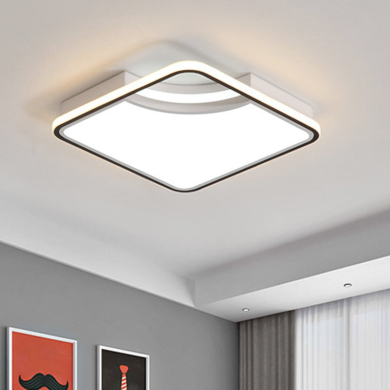 Rhombus Acrylic Flush Ceiling Lamp - 16.5"/20.5" Wide Minimalist Bedroom Light - White