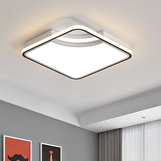 Rhombus Acrylic Flush Ceiling Lamp - 16.5"/20.5" Wide Minimalist Bedroom Light - White