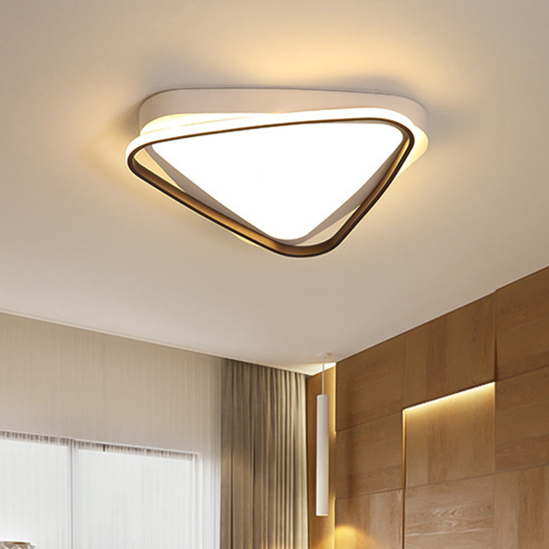Led Triangle Ceiling Flush Mount White Acrylic Light Fixture For Bedroom Warm/White Lighting