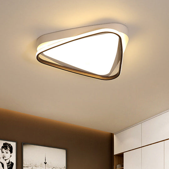LED Triangle Ceiling Flush Mount – White Acrylic Light Fixture for Bedroom – Warm/White Lighting