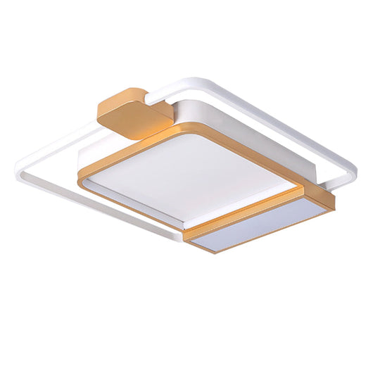 Contemporary Gold/Black Acrylic Ceiling Light with LED Flush Mount for Bedroom, 16-19.5" Width - White Light