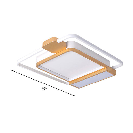 Contemporary Gold/Black Acrylic Ceiling Light with LED Flush Mount for Bedroom, 16-19.5" Width - White Light