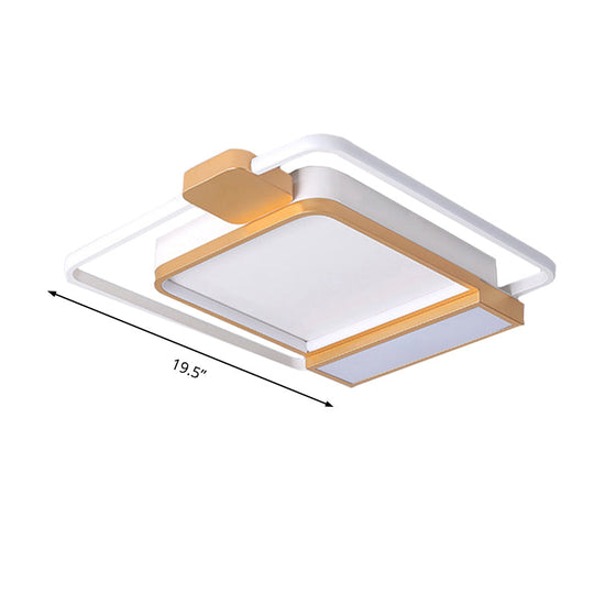 Contemporary Gold/Black Acrylic Ceiling Light With Led Flush Mount For Bedroom 16-19.5 Width - White