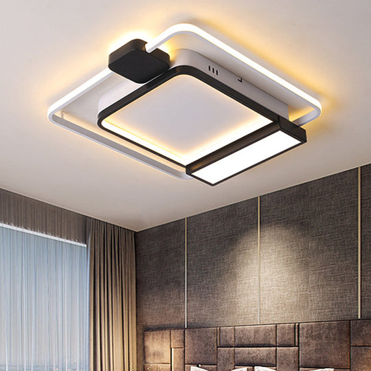 Contemporary Gold/Black Acrylic Ceiling Light With Led Flush Mount For Bedroom 16-19.5 Width - White