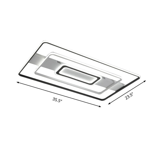 Modern LED Flush Mount Ceiling Light Fixture for Black and White Living Room - Aluminum Frame, Round/Square/Rectangular Shape, White Light