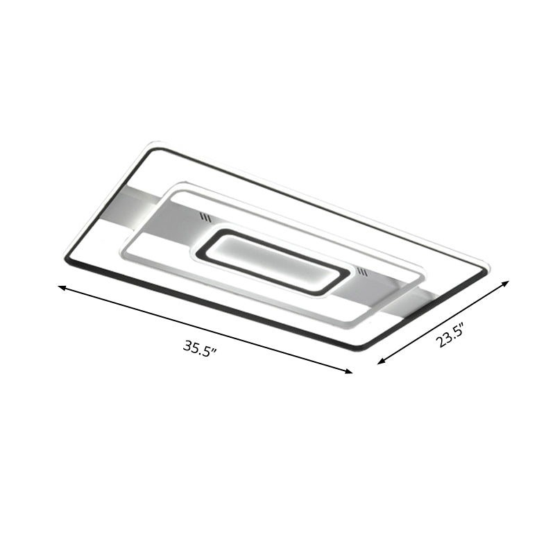 Modern Led Flush Mount Ceiling Light Fixture For Black And White Living Room - Aluminum Frame