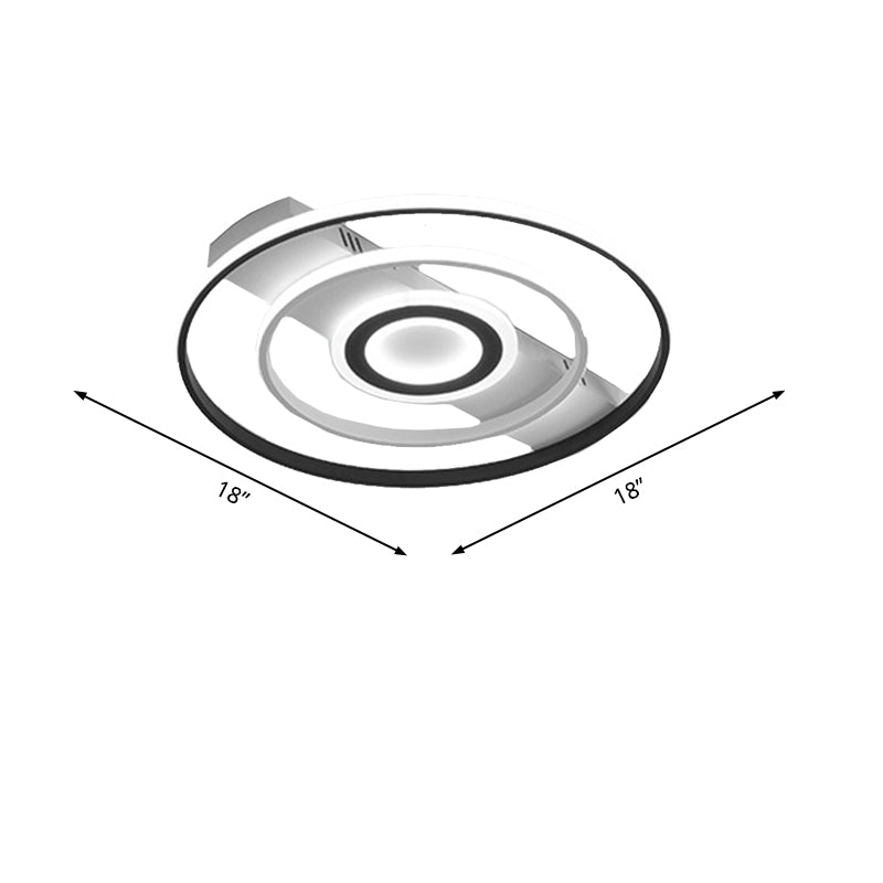 Modern LED Flush Mount Ceiling Light Fixture for Black and White Living Room - Aluminum Frame, Round/Square/Rectangular Shape, White Light