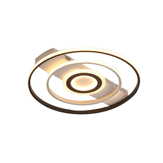 Modern LED Flush Mount Ceiling Light Fixture for Black and White Living Room - Aluminum Frame, Round/Square/Rectangular Shape, White Light