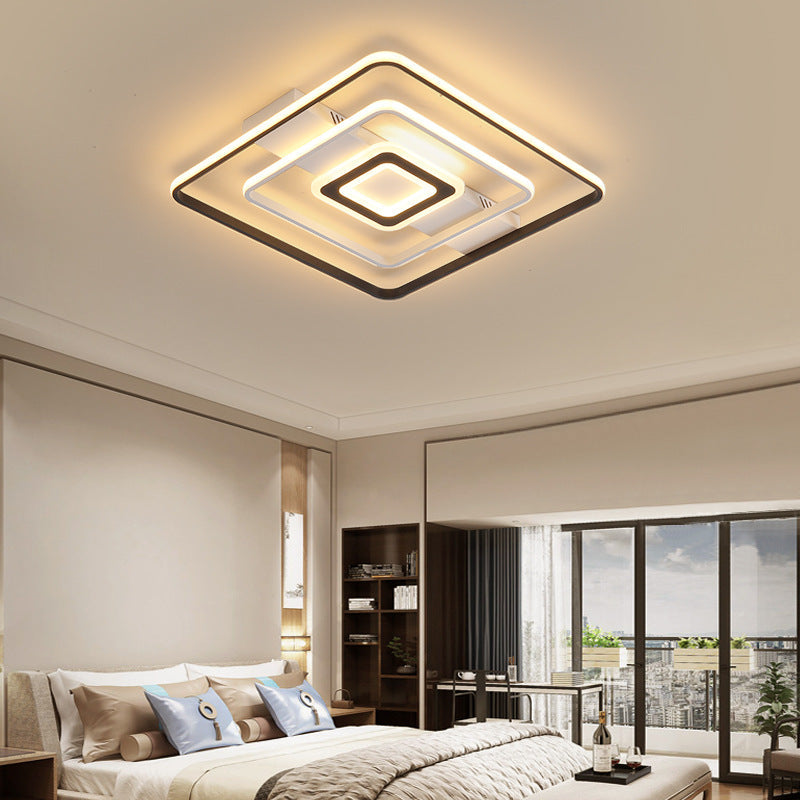 Modern Led Flush Mount Ceiling Light Fixture For Black And White Living Room - Aluminum Frame