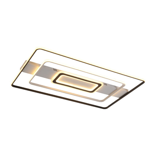 Modern LED Flush Mount Ceiling Light Fixture for Black and White Living Room - Aluminum Frame, Round/Square/Rectangular Shape, White Light