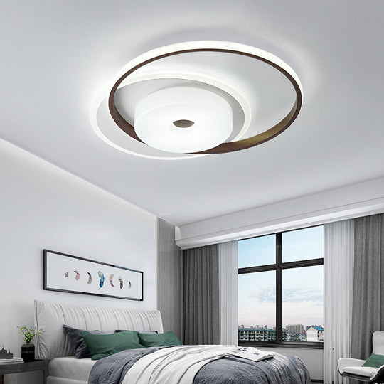 16"/19.5" Modern LED Flush Ceiling Light - White Acrylic Bedroom Fixture