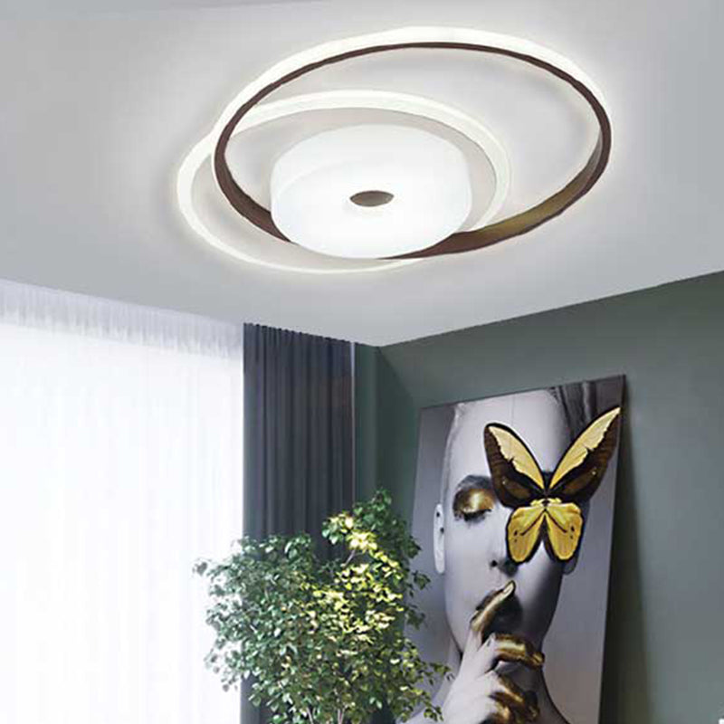 16"/19.5" Modern LED Flush Ceiling Light - White Acrylic Bedroom Fixture