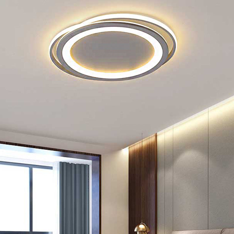 Ultra Thin 16/19.5 Acrylic Led Flush Ceiling Light - Grey Bedroom Mount Fixture Warm/White / 16