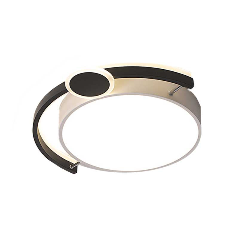 Sleek 16/19.5 Wide Led Flush Ceiling Light In Metallic Black/Gold For Bedroom White