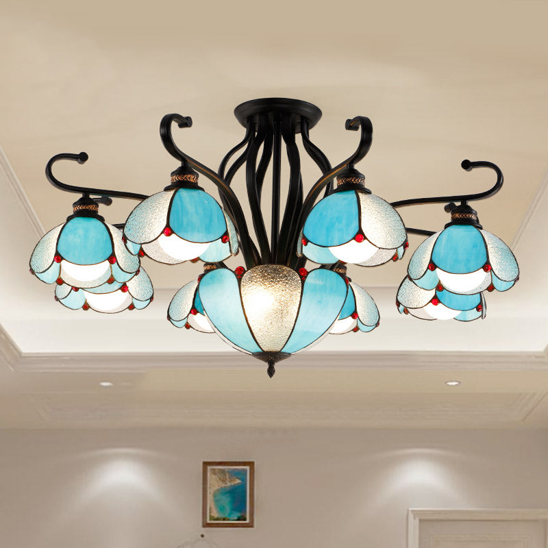 Handcrafted Tiffany Glass Chandelier for Living Room Ceiling