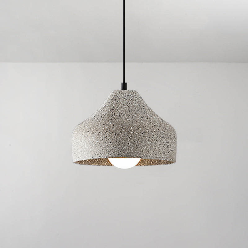 Modern Geometric Shade Ceiling Light - Single Hanging Lamp for Dining Room in Cement Finish